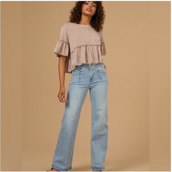 Altar'd State Tyla Wide Leg Stretch Jeans Medium Light Wash Size 25 NEW - Picture 10 of 10